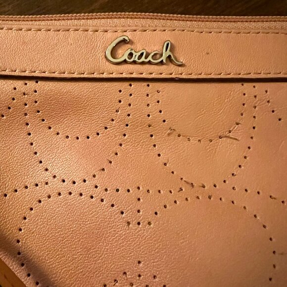 Coach Pink Perforated Leather Wristlet - Picture 3 of 3
